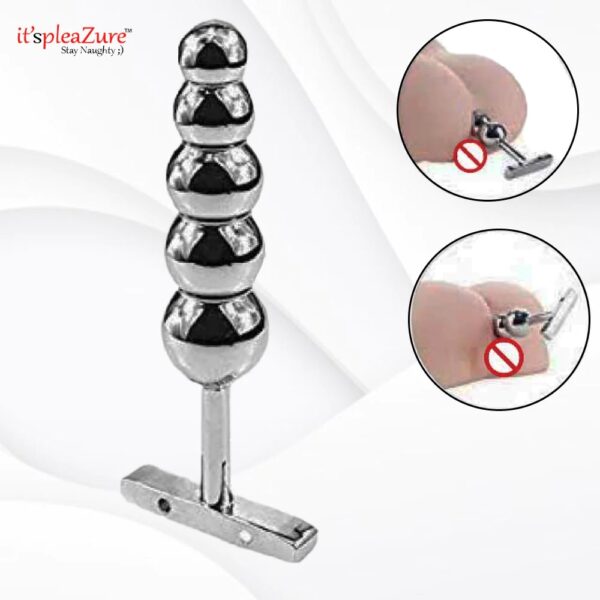 Stainless Steel 5 Heavy Bead Anal Plug Sex Toy - 66 - Image 2