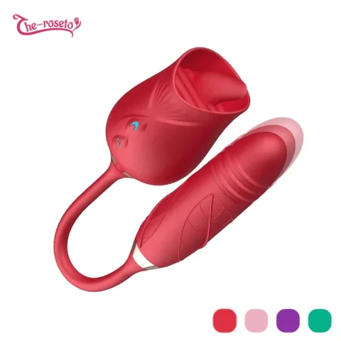 Rose Tongue Vibrator with Thrusting Vibrator Sex Toys for Women - 35