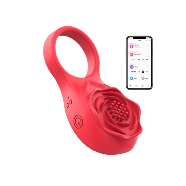 App Controlled Rose Delay Ring Vibrator Sex Toy - 132