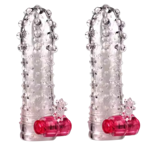 Vibrating Reusable Crystal Dotted Condom Sex Toy - 87