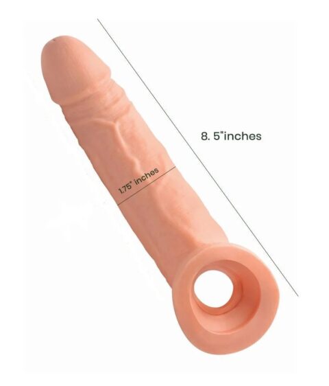 Jumbo Realistic Penis Extender Sleeve Condom Sex Toy - 86