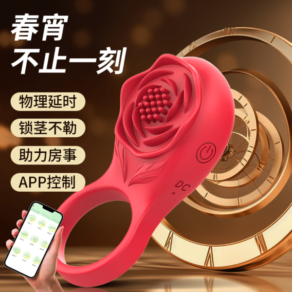 App Controlled Rose Delay Ring Vibrator Sex Toy - 132 - Image 4